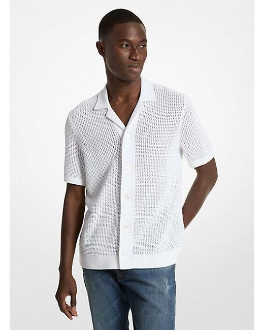 Michael Kors White Open-knit Cotton Shirt for men