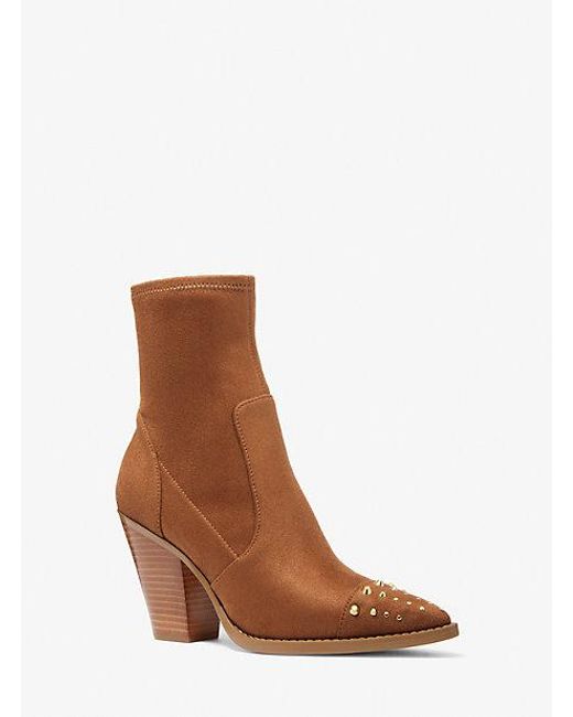 Michael Kors Brown Dover Studded Faux Suede Boot