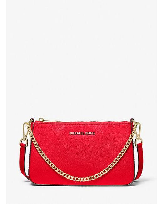Michael Kors Mk Jet Set Medium Saffiano Leather Crossbody Bag in Red Lyst Canada