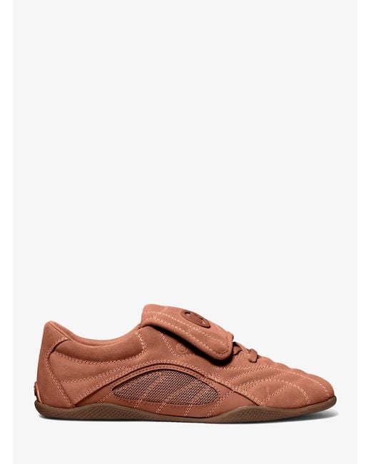 MICHAEL Michael Kors Brown Mk Kyler Suede And Mesh Trainer