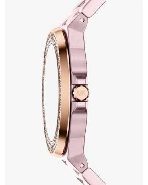 Michael Kors Pink Mini Lennox Pavé-Tone Watch