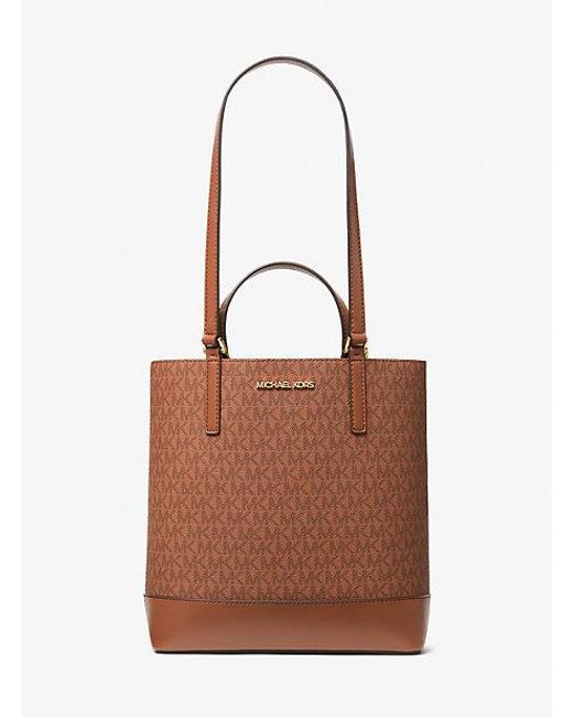 Michael Kors Outlet Brown Kelli Small Signature Logo Tote Bag