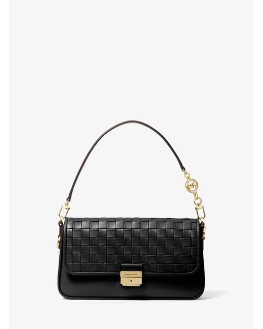 Michael Kors Bradshaw Small Woven Leather Shoulder Bag in Black Lyst