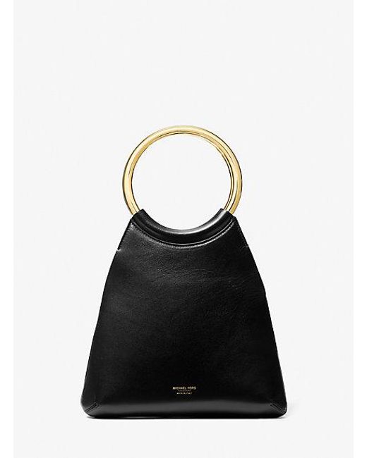 Michael Kors Black Ursula Small Leather Ring Tote Bag