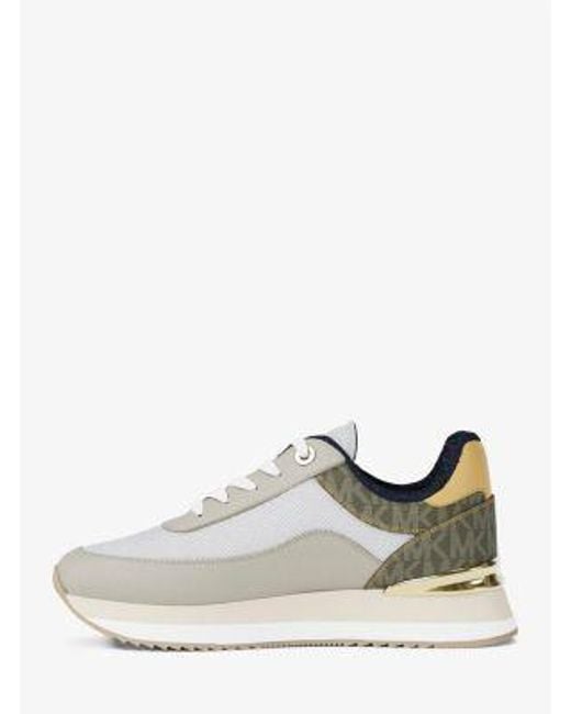 Michael Kors White Hattie Mixed-Media Trainer