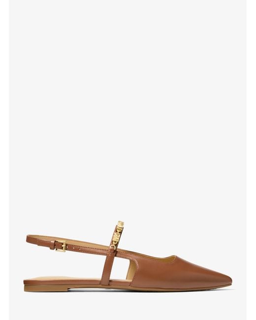 MICHAEL Michael Kors Brown Mk Dina Flex Leather Slingback Flat