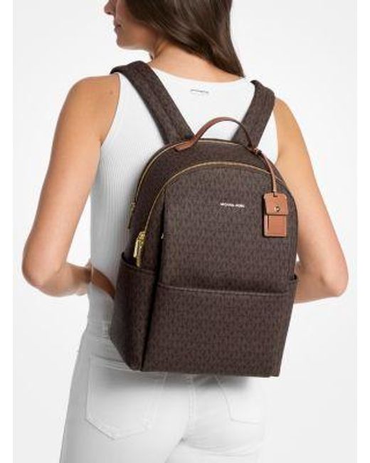 Michael Kors Brown Sable Large Signature Logo Backpack