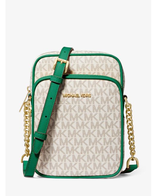 Michael Kors Jet Set Travel Medium Logo Crossbody Bag in Green Lyst
