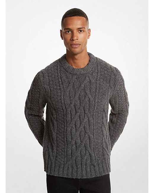 Michael Kors Gray Cable Alpaca Blend Sweater for men