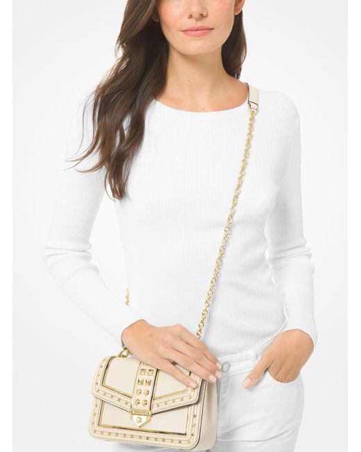 Michael Kors Soho Small Studded Leather Shoulder Bag in Natural Lyst