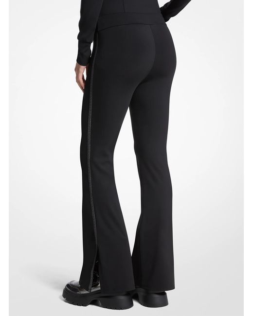 MICHAEL Michael Kors Black Logo Tape Stretch Nylon Flared Leggings