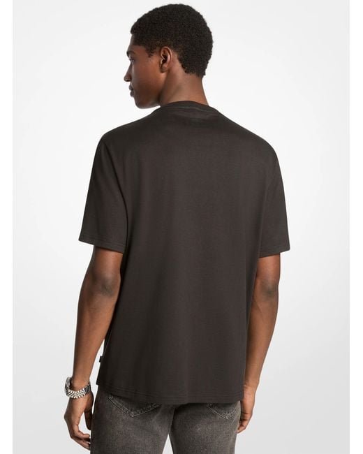 Michael Kors Black Mk Signature Logo Striped Cotton T-Shirt for men
