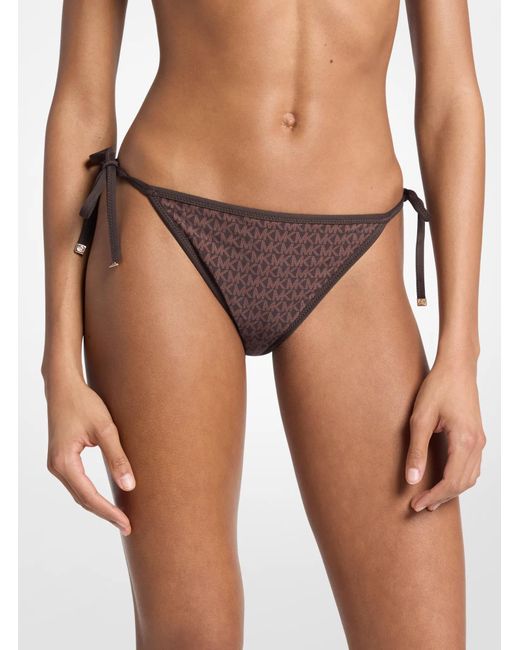 MICHAEL Michael Kors Brown Mk Reversible Logo Bikini Bottom