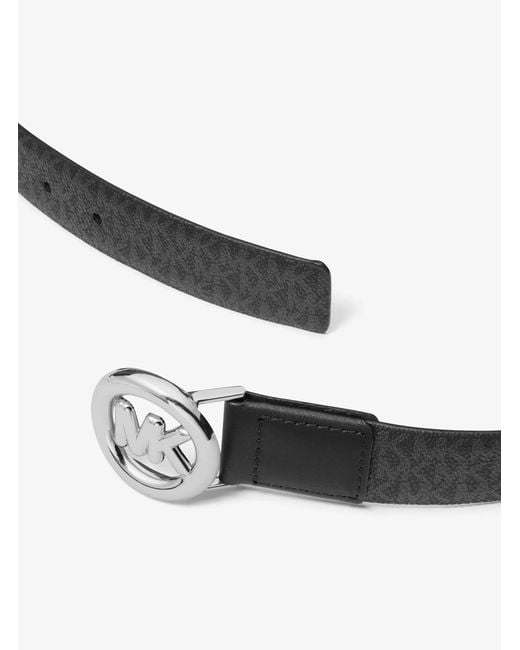 MICHAEL Michael Kors White Mk Pop Charm Signature Logo And Leather Belt