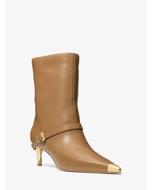 MICHAEL Michael Kors Brown Michael Kors Kasia Leather Buckle Boot