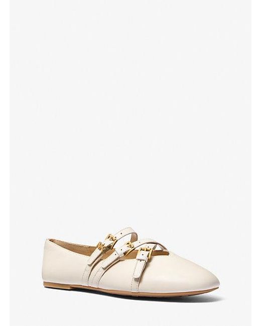 Michael Kors White Indy Flex Leather Ballet Flat