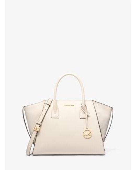 Michael Kors Natural Avril Large Leather And Suede Satchel