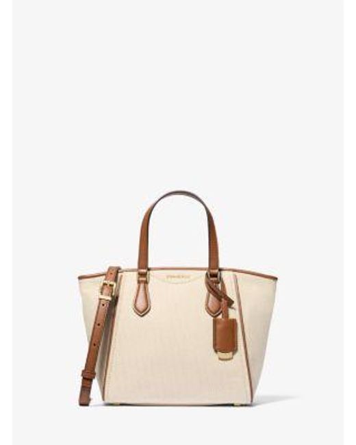 Michael Kors Natural Taryn Small Canvas Convertible Crossbody Bag