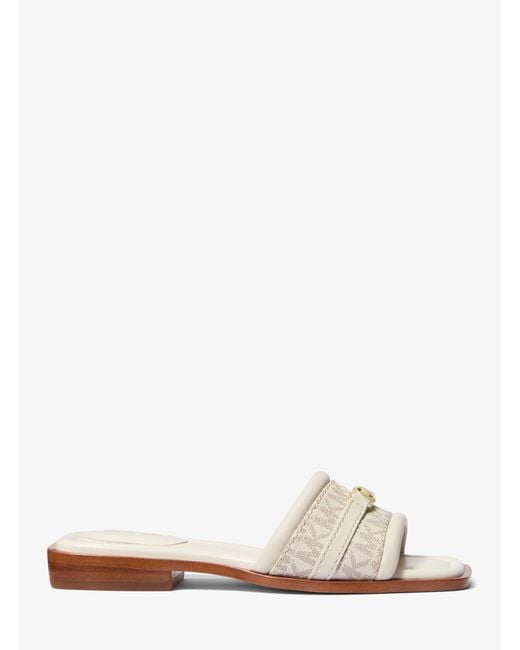 MICHAEL Michael Kors Natural Mandy Signature Logo Slide Sandal