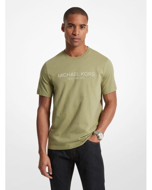 Michael Kors Green Graphic Logo Cotton T-shirt for men