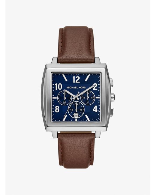Mkreloj Rhys Oversize En Tono Con Correa De Piel Michael Kors de hombre de color Blue