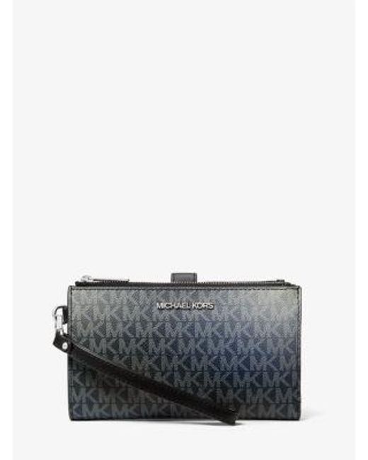 Michael Kors Gray Jet Set Large Ombré Signature Logo Wristlet