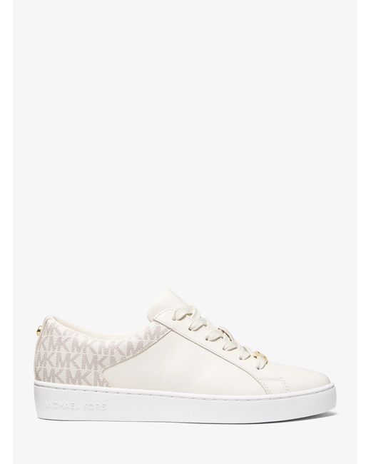 MICHAEL Michael Kors Natural Mk Keaton Leather And Signature Logo Trainers