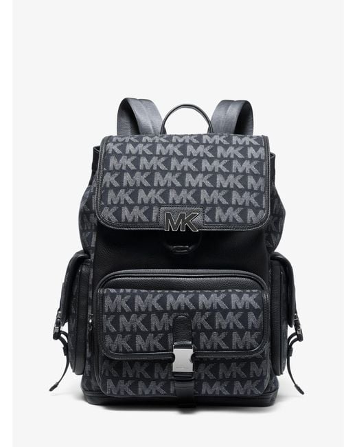 Michael Kors Hudson Denim Logo Jacquard Backpack in Dark Denim (Black