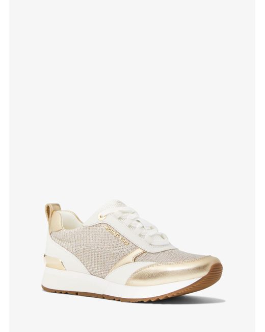 georgie leather and leopard glitter mesh trainer