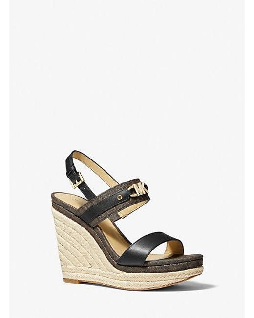 Michael Kors White Farrah Leather Wedge Sandal