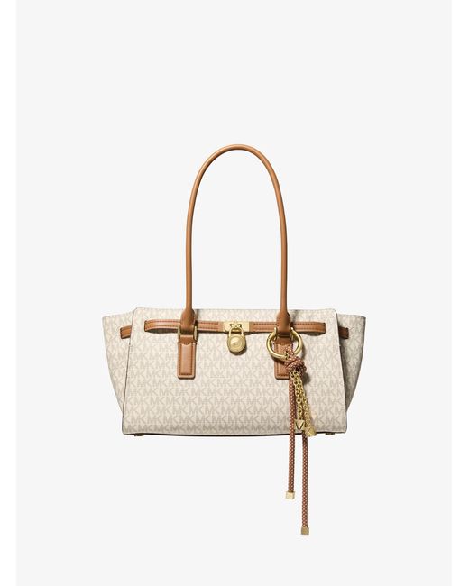 Michael Kors Natural Mk Hamilton Moderne Small Signature Logo Satchel