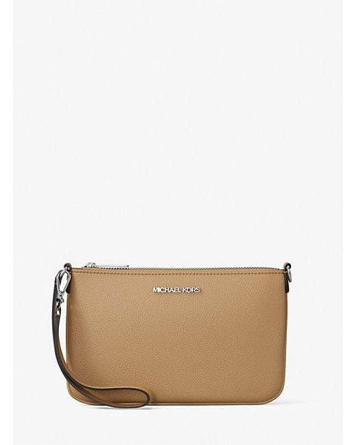Michael Kors Natural Jet Set Small Pebbled Leather Convertible Wristlet