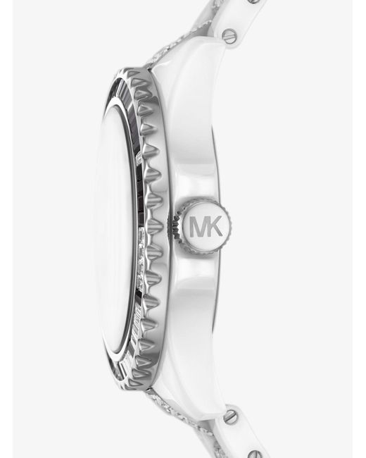Michael Kors Limited-edition Oversized Everest Pavé Silver-tone And Ceramic  Watch in White | Lyst