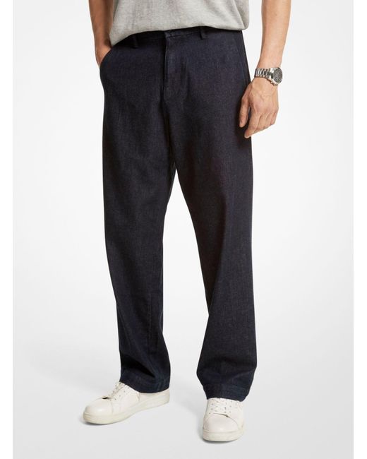 Pantalon chino à jambes larges en coton extensible Michael Kors en coloris Black