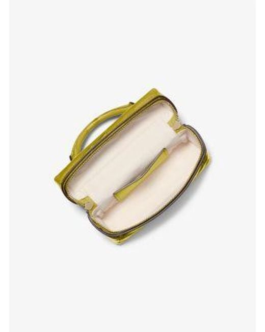 Michael Kors Yellow Jana Extra-Small Crocodile Embossed Leather Convertible Crossbody Bag