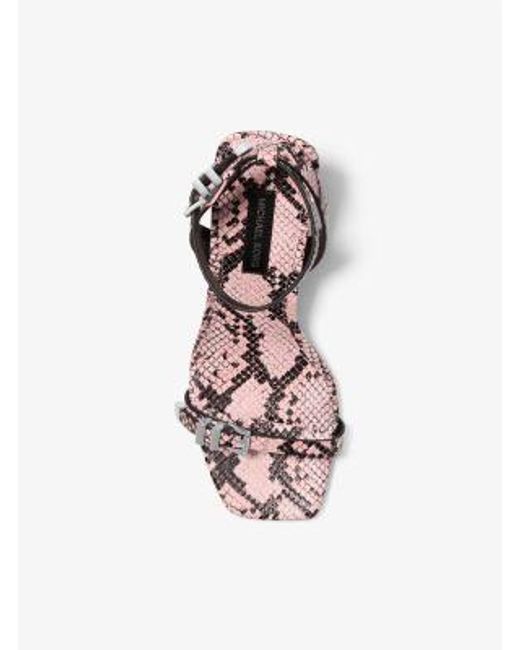 Michael Kors White Mk Darrington Snake Embossed Leather Sandal