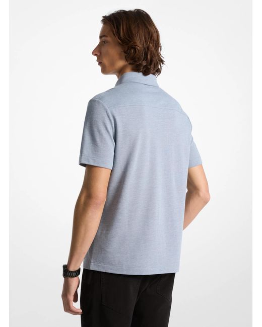 Michael Kors Blue Mk Cotton Blend Piqué Oxford Shirt for men
