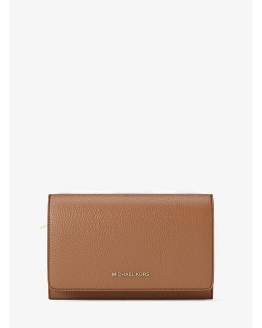 MICHAEL Michael Kors Brown Mk Jet Set Large Pebbled Leather Wallet