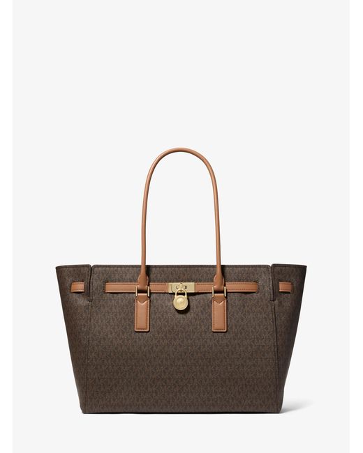 MICHAEL Michael Kors Brown Mk Hamilton Moderne Large Signature Logo Tote Bag