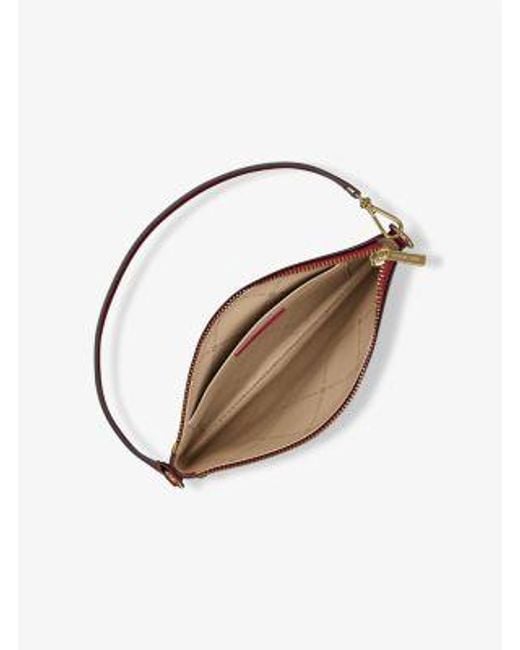 Michael Kors Red Jet Set Small Pebbled Leather Convertible Wristlet