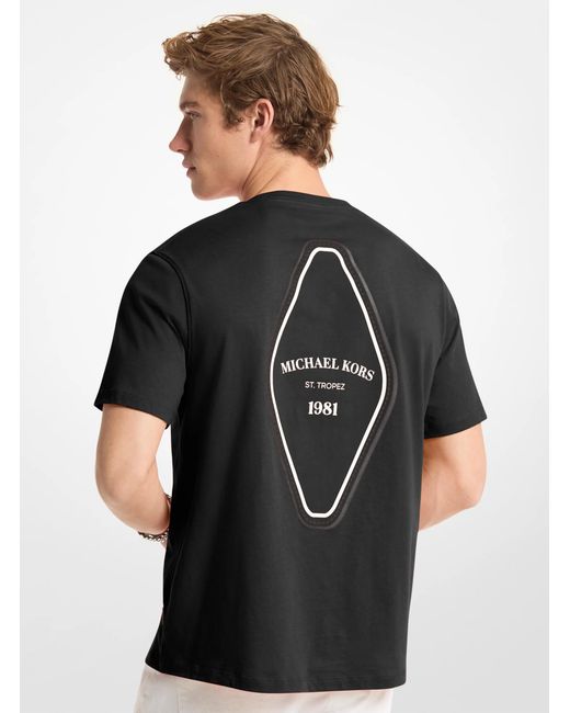 Michael Kors Black Graphic Logo Cotton T-Shirt for men