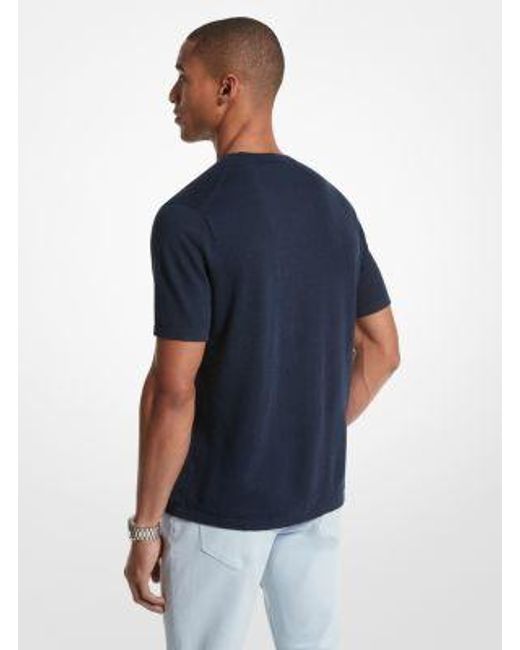 Michael Kors Blue Linen Blend T-shirt for men