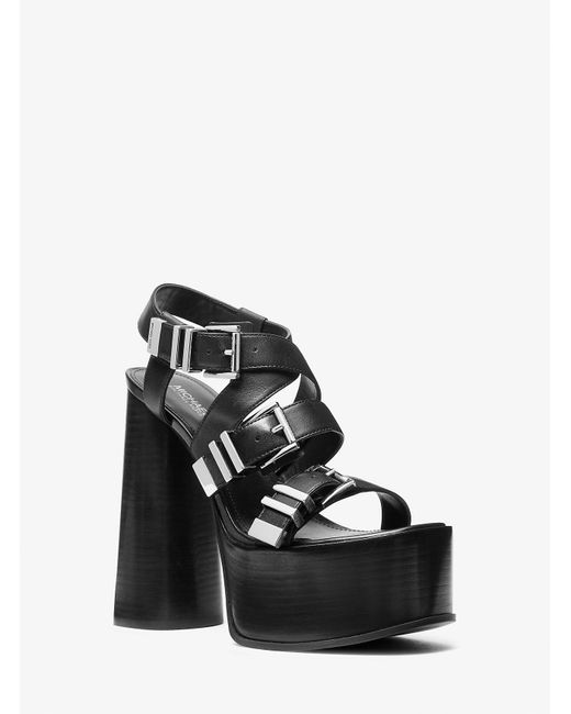 MICHAEL Michael Kors Black Darrington Leather Platform Sandal