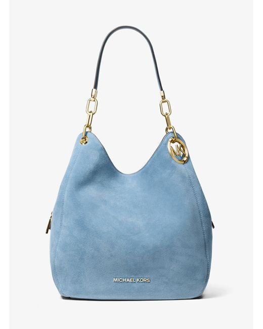 MICHAEL Michael Kors Blue Mk Lillie Large Suede Shoulder Bag
