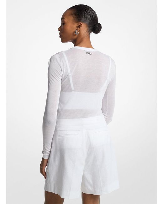 MICHAEL Michael Kors White Mk Tencel Blend Cropped Cardigan And Bra Top