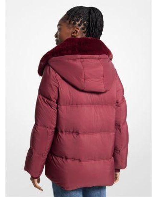 Michael kors red quilted jacket hot sale