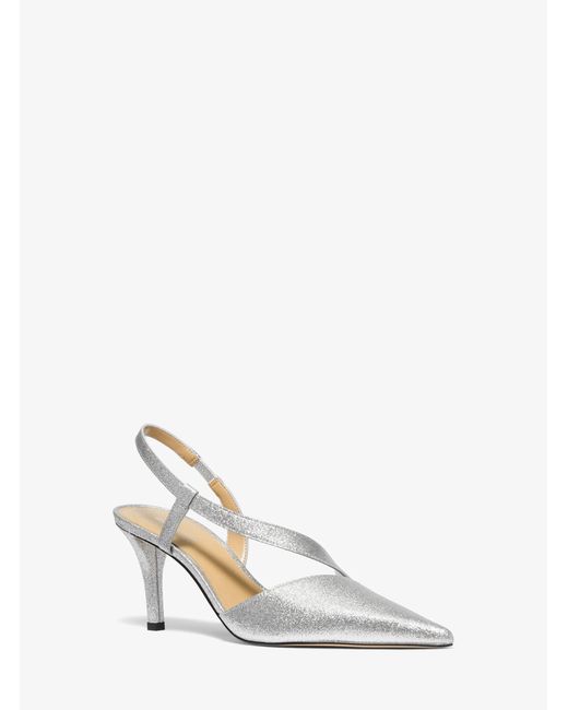 MICHAEL Michael Kors White Mk Jaida Glitter Embellished Leather Pump