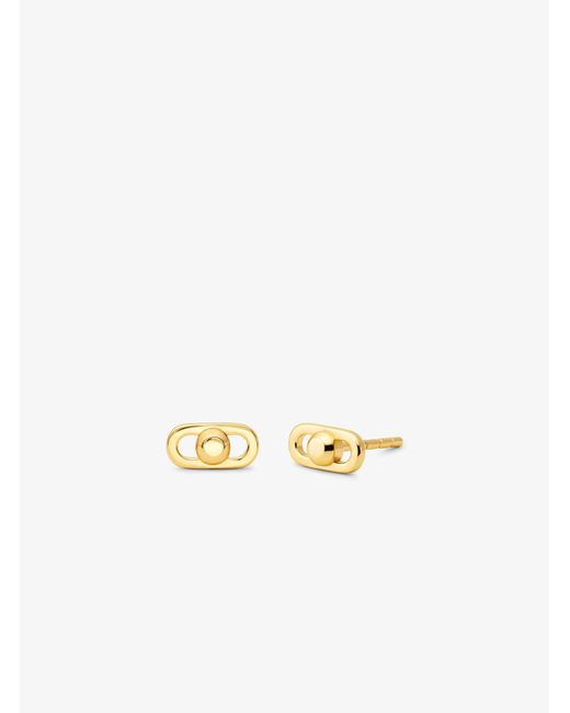 Michael Kors White Mk Astor Link Extra-Small Precious Metal-Plated Sterling Earrings