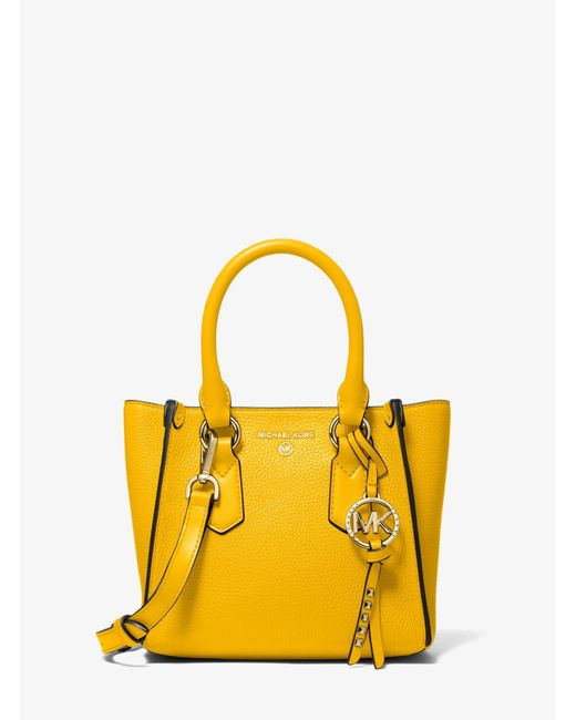 Michael Kors Yellow Kris Small Pebbled Leather Satchel