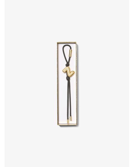 MICHAEL Michael Kors White Mk Initial-Tone And Speckled Cord Bag Charm